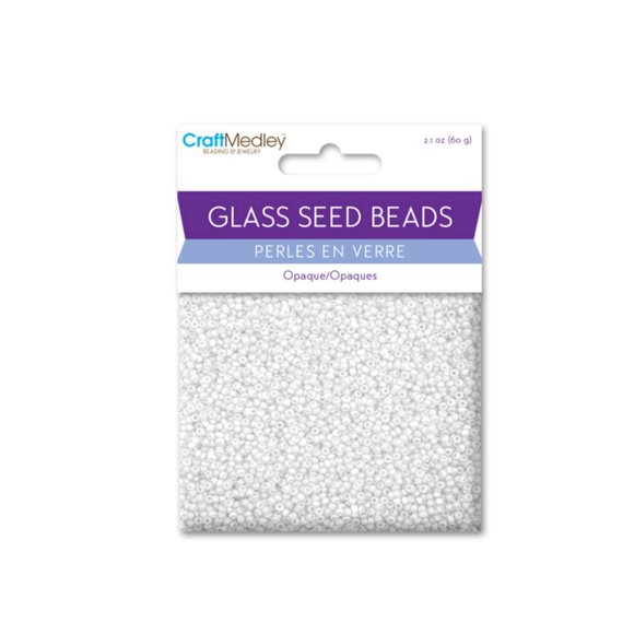 Glass Seed Beads Opaque 2.1oz (60g) (White) - Picture 2 of 4